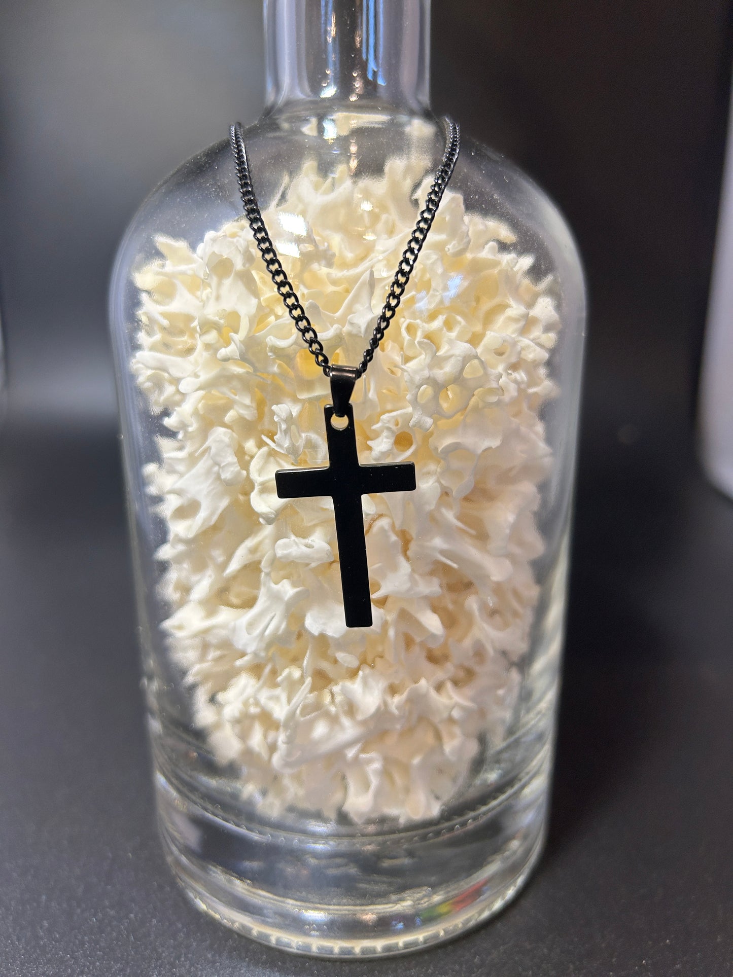 Stainless Steel Black Crucifix
