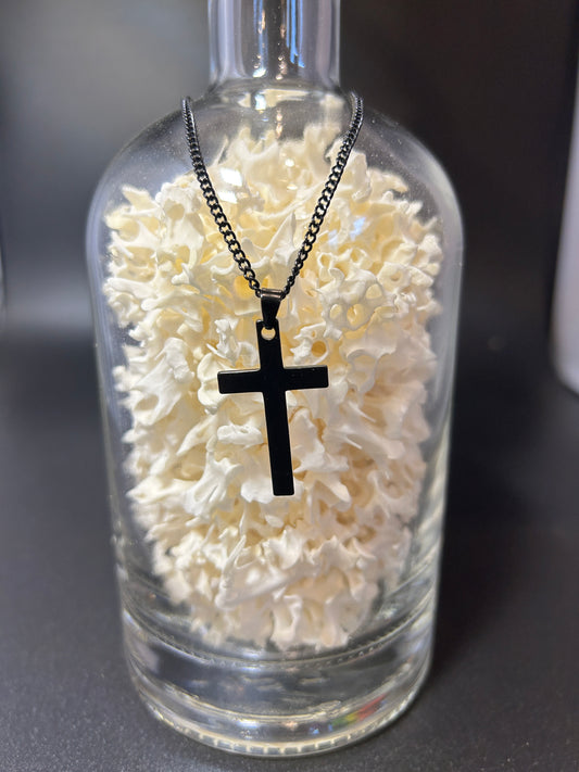 Stainless Steel Black Crucifix